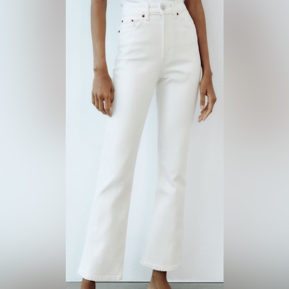 Brand new Zara high-rise ankle length white jeans. - Picture 3 of 3